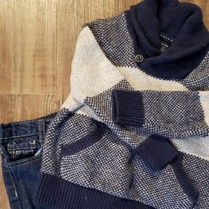 blue & white sweater